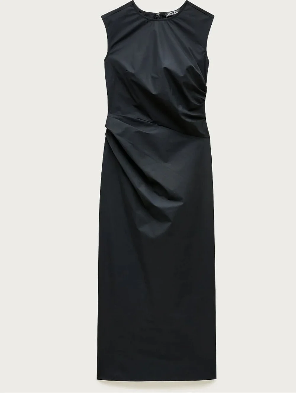 J Crew Ruched midi dress in stretch cotton-blend poplin CV542 Size 8 NEW Black
